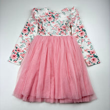 Load image into Gallery viewer, Girls Designer Kidz, floral &amp; tulle party dress, EUC, size 4, L: 55cm