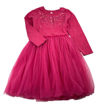 Load image into Gallery viewer, Girls KID, tulle &amp; sequin long sleeve dress, FUC, size 4, L: 58cm