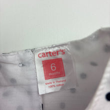 Load image into Gallery viewer, Girls Carters, lined spotted cotton party dress, FUC, size 6 months, L: 41cm
