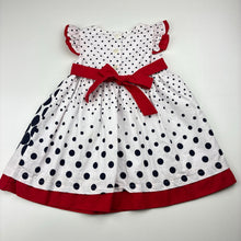 Load image into Gallery viewer, Girls Carters, lined spotted cotton party dress, FUC, size 6 months, L: 41cm