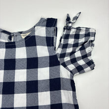 Load image into Gallery viewer, Girls Cotton On, navy &amp; white check lightweight open shoulder dress, GUC, size 6, L: 62cm
