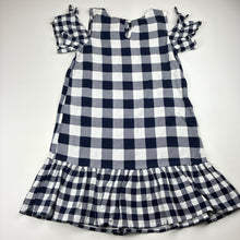 Load image into Gallery viewer, Girls Cotton On, navy &amp; white check lightweight open shoulder dress, GUC, size 6, L: 62cm