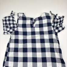 Load image into Gallery viewer, Girls Cotton On, navy &amp; white check lightweight open shoulder dress, GUC, size 6, L: 62cm