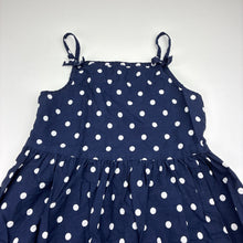 Load image into Gallery viewer, Girls George, navy &amp; white spot cotton summer dress, GUC, size 5-6, L: 58cm