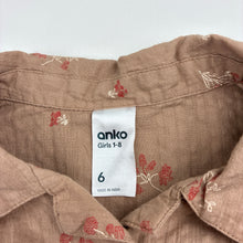Load image into Gallery viewer, Girls Anko, lightweight floral cotton shirt dress, GUC, size 6, L: 56cm