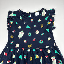Load image into Gallery viewer, Girls Target, navy cotton Christmas dress, EUC, size 4, L: 56cm