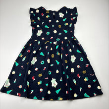 Load image into Gallery viewer, Girls Target, navy cotton Christmas dress, EUC, size 4, L: 56cm