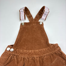 Load image into Gallery viewer, Girls Target, stretch corduroy overalls dress / pinafore, EUC, size 5, L: 60cm