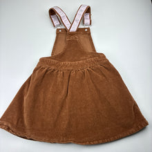 Load image into Gallery viewer, Girls Target, stretch corduroy overalls dress / pinafore, EUC, size 5, L: 60cm