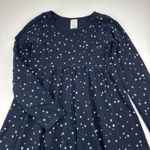 Load image into Gallery viewer, Girls Target, navy cotton casual long sleeve dress, GUC, size 7, L: 64cm
