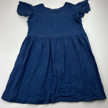 Load image into Gallery viewer, Girls Cotton On, navy linen blend short sleeve dress, wash fade, FUC, size 7, L: 58cm