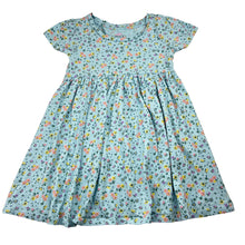 Load image into Gallery viewer, Girls Mango, blue floral cotton casual dress, EUC, size 4, L: 52cm
