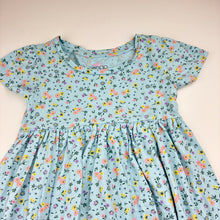 Load image into Gallery viewer, Girls Mango, blue floral cotton casual dress, EUC, size 4, L: 52cm