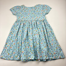 Load image into Gallery viewer, Girls Mango, blue floral cotton casual dress, EUC, size 4, L: 52cm