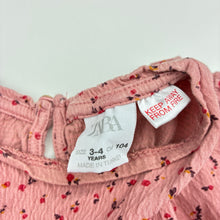 Load image into Gallery viewer, Girls Zara, floral crinkle long sleeve dress, GUC, size 3-4, L: 47cm