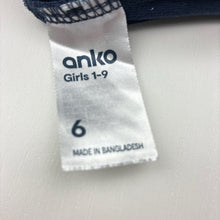 Load image into Gallery viewer, Girls Anko, navy cotton casual dress, GUC, size 6, L: 58cm