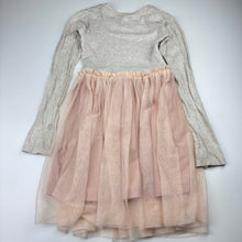 Load image into Gallery viewer, Girls Anko, spliced cotton &amp; tulle party dress, light mark back left sleeve, FUC, size 7, L: 65cm