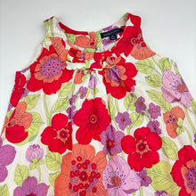Load image into Gallery viewer, Girls Pumpkin Patch, lined floral cotton dress, small marks, FUC, size 5, L: 55cm
