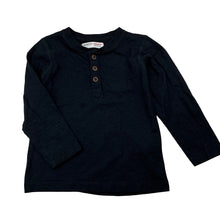 Load image into Gallery viewer, Boys MINOTI, black cotton long sleeve henley top, EUC, size 3-4,  