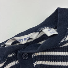 Load image into Gallery viewer, Boys Country Road, navy stripe waffle henley pyjama top, wash fade, FUC, size 3,  