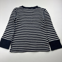 Load image into Gallery viewer, Boys Country Road, navy stripe waffle henley pyjama top, wash fade, FUC, size 3,  