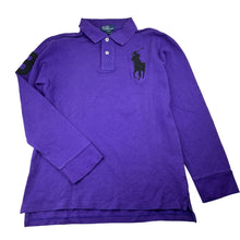 Load image into Gallery viewer, Boys Polo Ralph Lauren, purple cotton long sleeve polo top, large pony, EUC, size 14-16,  