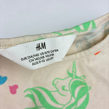 Load image into Gallery viewer, Girls H&amp;M, cotton short sleeve dress, unicorns, light marks on front, FUC, size 9-10, L: 67cm