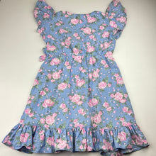 Load image into Gallery viewer, Girls Cotton On, floral viscose / linen dress, GUC, size 7, L: 62cm