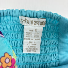 Load image into Gallery viewer, Girls STIX n STONES, lined floral cotton summer dress, light marks, FUC, size 2, L: 53cm