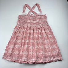 Load image into Gallery viewer, Girls Lacey Lane, Vegemite lined cotton summer dress, light marks, FUC, size 5, L: 57cm