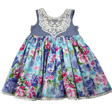 Load image into Gallery viewer, Girls Pretty Chic Princess, colourful floral cotton dress, FUC, size 1, L: 45cm