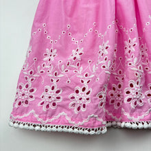 Load image into Gallery viewer, Girls Pumpkin Patch, lined broderie cotton dress, light mark, FUC, size 5, L: 62cm