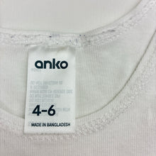Load image into Gallery viewer, Unisex Anko, white cotton singlet top, GUC, size 4-6,  