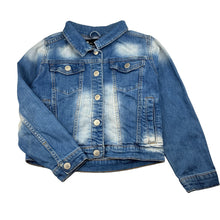Load image into Gallery viewer, Girls Cotton On, blue stretch denim jacket, poppers, FUC, size 8,  