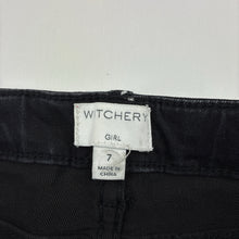 Load image into Gallery viewer, Girls Witchery, black stretch denim jeans, adjustable, Inside leg: 45cm, GUC, size 7,  
