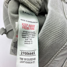 Load image into Gallery viewer, Boys M&amp;S, khaki soft feel stretch denim pants, elasticated, Inside leg; 41cm, GUC, size 4-5,  