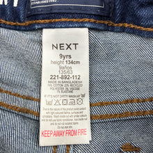 Load image into Gallery viewer, Boys Next, blue stretch denim jeans, adjustable, Inside leg: 54cm, GUC, size 9,  