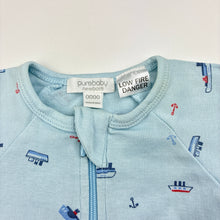 Load image into Gallery viewer, Boys purebaby, organic cotton zip coverall / romper, FUC, size 0000,  