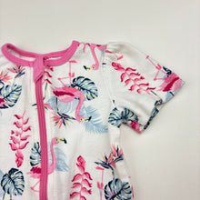 Load image into Gallery viewer, Girls Baby Berry, cotton zip romper, flamingos, FUC, size 000,  