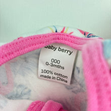Load image into Gallery viewer, Girls Baby Berry, cotton zip romper, flamingos, FUC, size 000,  