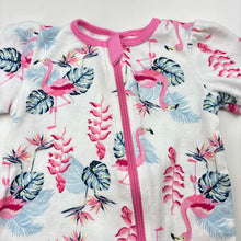 Load image into Gallery viewer, Girls Baby Berry, cotton zip romper, flamingos, FUC, size 000,  