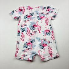 Load image into Gallery viewer, Girls Baby Berry, cotton zip romper, flamingos, FUC, size 000,  