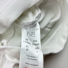 Load image into Gallery viewer, Unisex F&amp;F, white cotton bodysuit / romper, GUC, size 3,  