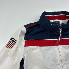Load image into Gallery viewer, Boys Tommy Hilfiger, lightweight zip up jacket, foldaway hood, light mark left sleeve, FUC, size 3,  