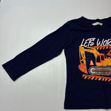 Load image into Gallery viewer, Boys Ollie's Place, navy cotton long sleeve tee / top, digger, EUC, size 3,  