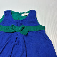 Load image into Gallery viewer, Girls Pumpkin Patch, blue corduroy cotton dress, GUC, size 00, L: 36cm