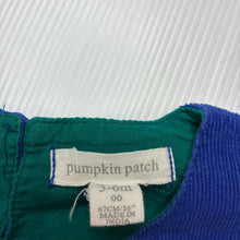 Load image into Gallery viewer, Girls Pumpkin Patch, blue corduroy cotton dress, GUC, size 00, L: 36cm