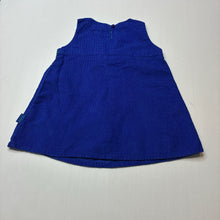 Load image into Gallery viewer, Girls Pumpkin Patch, blue corduroy cotton dress, GUC, size 00, L: 36cm