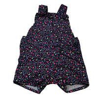 Load image into Gallery viewer, Girls Dymples, navy floral cotton overalls / shortalls, EUC, size 0,  