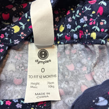 Load image into Gallery viewer, Girls Dymples, navy floral cotton overalls / shortalls, EUC, size 0,  